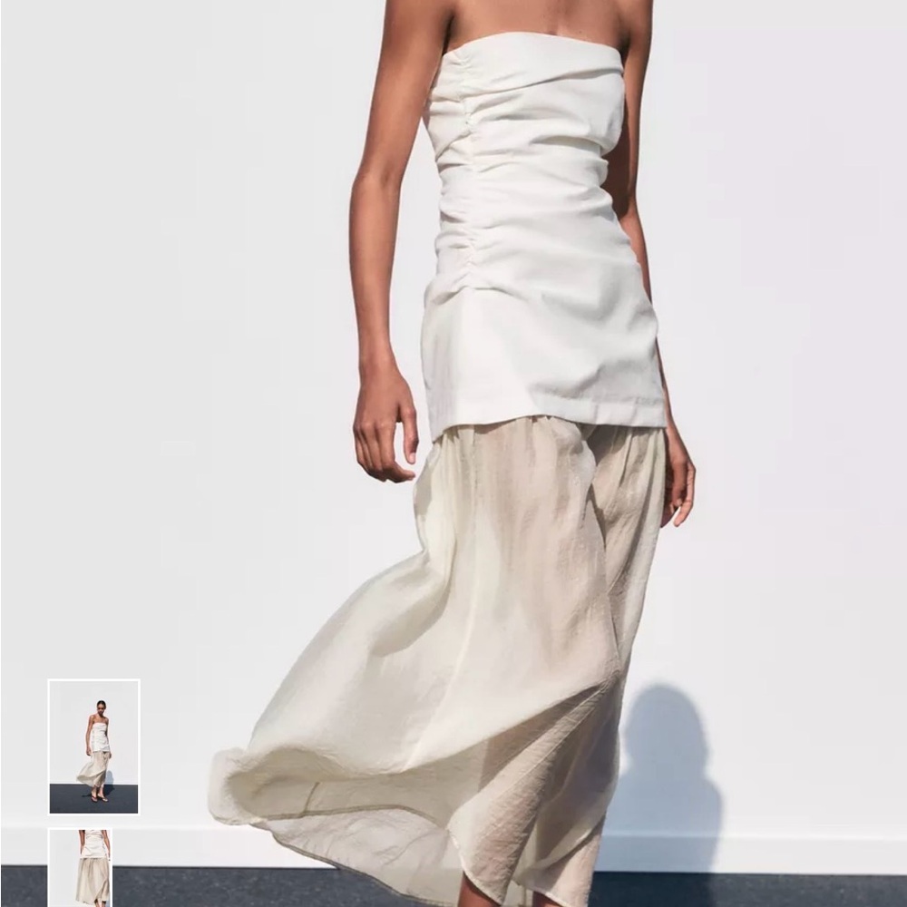 ZARA New Strapless White Dress